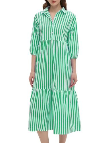 Stripe Babydoll Midi Dress