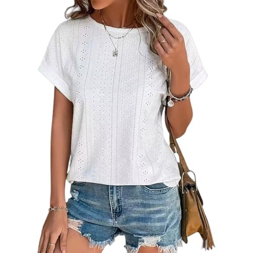 Short Sleeve Eyelet Top