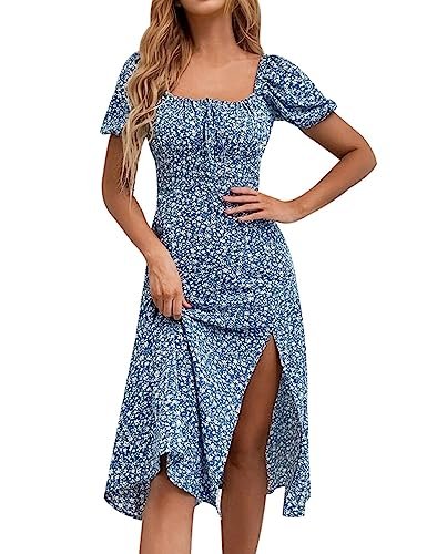 Puff Sleeve Bandana Midi Dress